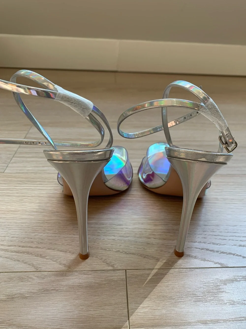 Gianvito Rossi Iridescent Leather and PVC Stark Sandals Heels NWT Size 39.5 IT - Picture 4 of 10
